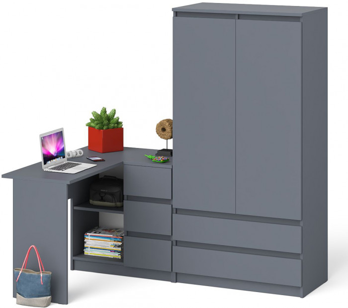 Мори компьютерный стол МС-16 правый + Шкаф МШ900.1, графит