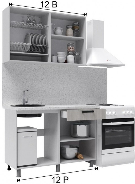 Кухонный гарнитур Версаль 1,2м Арктик/Арктик