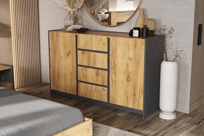 Спальня Остин, композиция 2, Дуб крафт/Графит