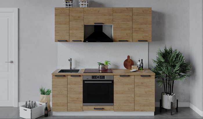 Кухня "Пасаденна" Комплектация 7 2,0 м белый/дуб вотан