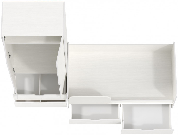 КР100 Уна 11.22 Кровать с ящиками + 13.327 Шкаф для одежды, цвет белый(структура Поры дерева), сп. м. 800х1600 мм., б/м, основание есть