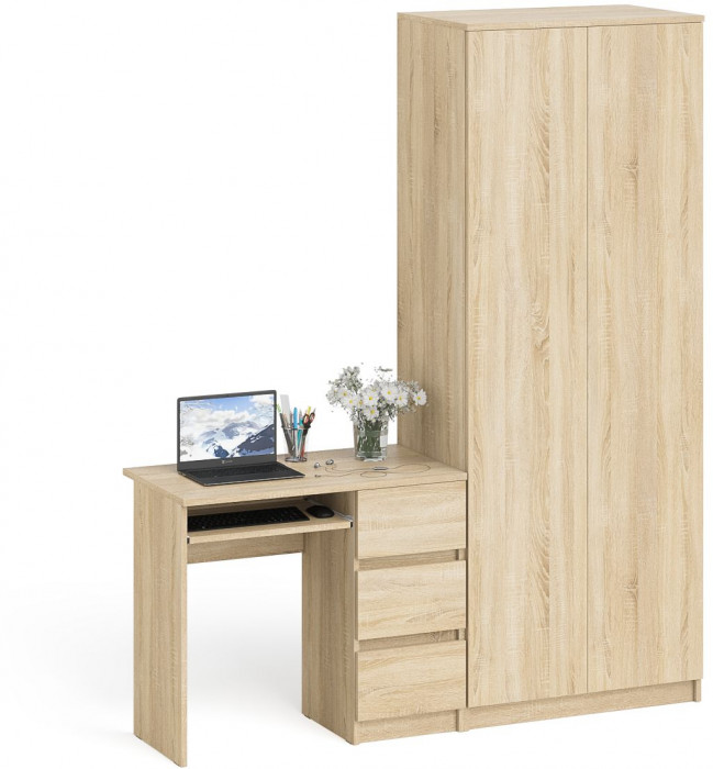 Мори Стол компьютерный МС-6 правый + Шкаф МШ800.1, цвет дуб сонома, ШхГхВ 170,4х50,4х209,6 см., выдвижные ящики справа, НЕ универсальная сборка