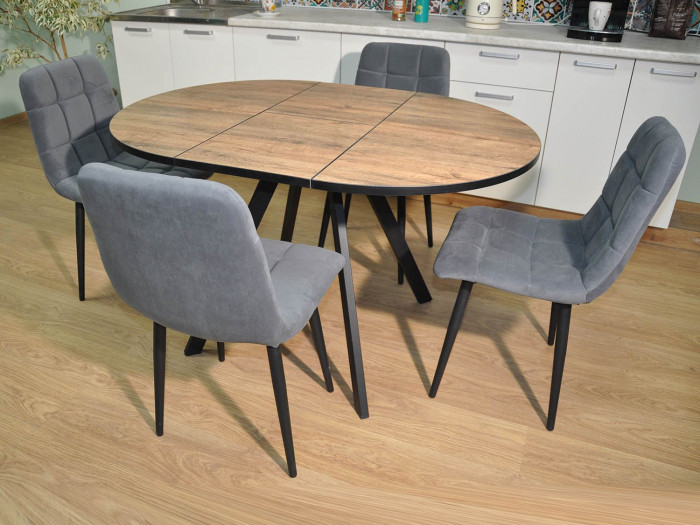 Обеденная группа Нарди / Стул Х 4 шт. / Дуб Веллингтон/черный / бид 21