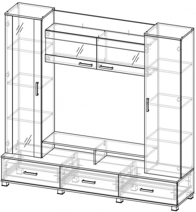 Гостиная Соло-8, Венге / Дуб молочный (Дуб молочный, Венге)