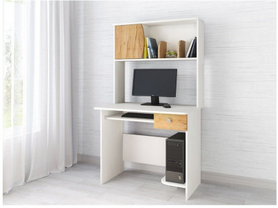 Компьютерный стол Грета-4 белый/дуб крафт золотой