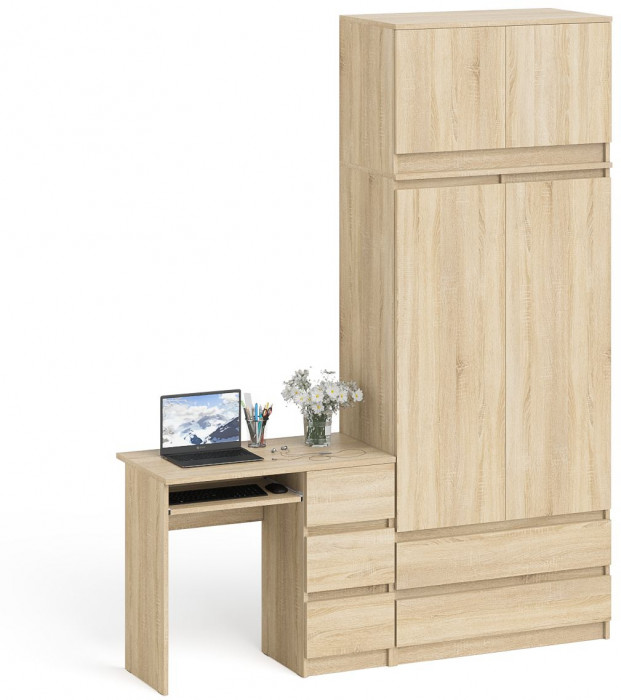 Мори компьютерный стол МС-6 правый + Шкаф МШ900.1 + Антресоль МА900.1, дуб сонома