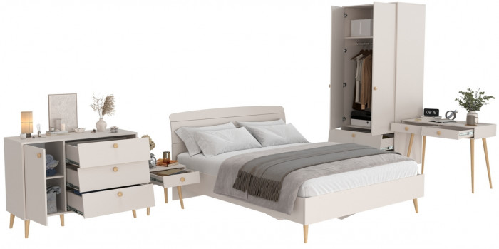 Афина Спальня 25-1600, цвет кашемир серый, сп.м. 1600х2000 мм., б/м, основание есть - фанера