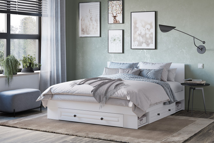 Кровать с реечным настилом и ящиками Софт КР-16 (1,6), Белый