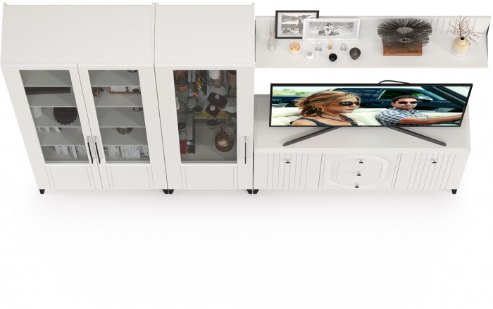 Валенсия Гостиная № 115, ЛДСП белый шагрень/МДФ белый шагрень