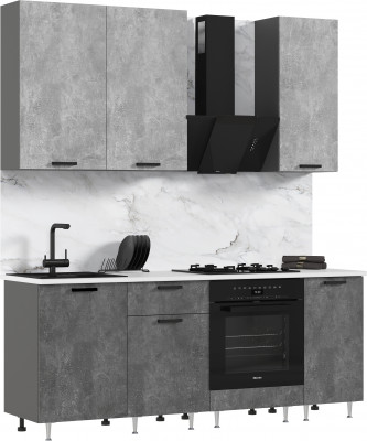 Кухня Рио NEW ЛДСП 2,0/900м (490) Компановка №2 Бетон светлый/Бетон темный, Графит