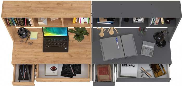 компьютерный стол Комфорт12.77F +компьютерный стол Комфорт 12.77F, дуб крафт золотой/тёмно-серый