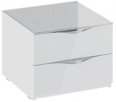 Глосс ТД 319.03.01 Тумба прикроватная с 2 ящиками (Белый глянец/Стекло)