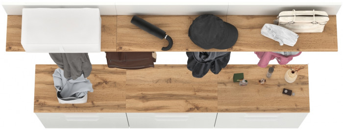 Октава Прихожая 04, белый шагрень/дуб крафт золотой/фасады МДФ белый шагрень