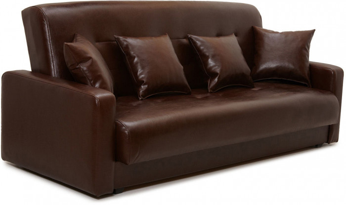 Диван-кровать Аккорд 120х190, книжка, экокожа, цвет коричневый