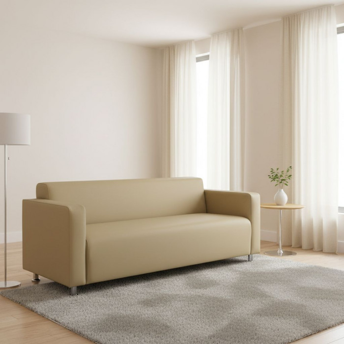Диван прямой Томи, 200 см, экокожа, бежевый