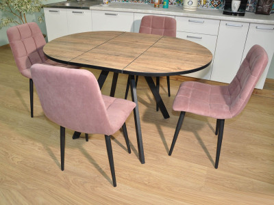 Обеденная группа Нарди / Стул Х 4 шт. / Дуб Веллингтон/черный / бид 27