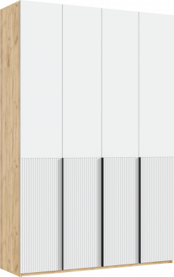 Марвэл Шкаф 4-х створчатый 1600, с доп.ящиками Браш Вайт, Дуб Крафт