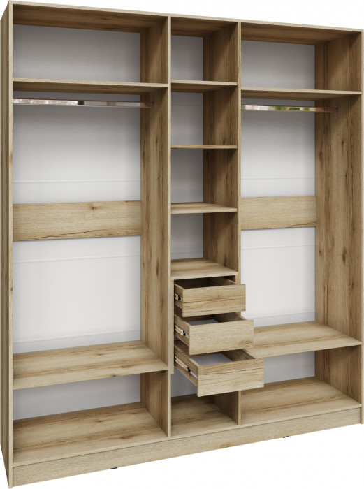 Шкаф Мадрид (2,0) с 3 ящ. внутри с зеркалом, Дуб делано