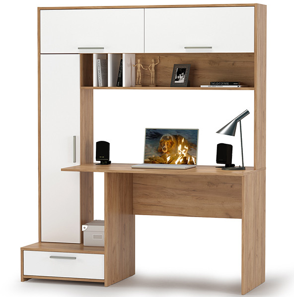 Лайт письменный стол 03.243Н, дуб крафт золотой/белый премиум