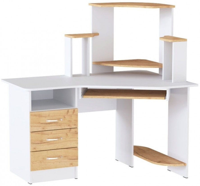 Компьютерный стол Грета-7 белый/дуб крафт золотой