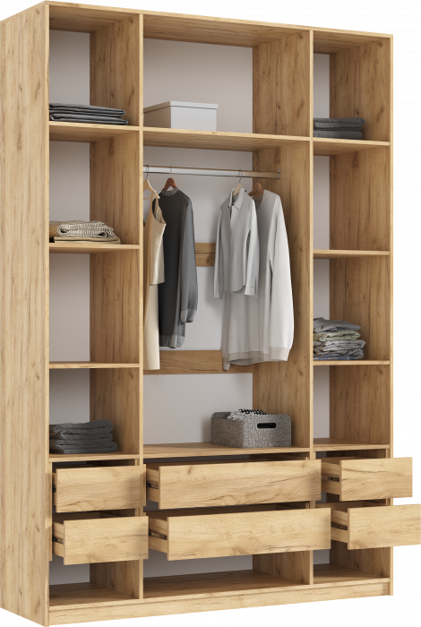 Марвэл Шкаф 4-х створчатый 1600, с доп.ящиками Браш Мени Грин, Дуб Крафт