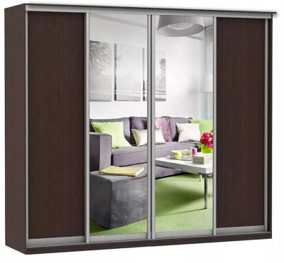Шкаф купе Модерн 2362х450 4-х дверный 3-х секционный зеркало венге