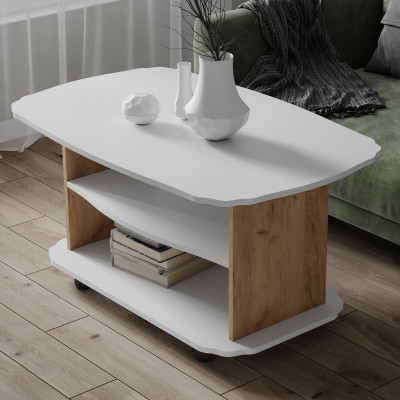 Стол Журнальный Консул-2 (1000*560*650) белый/дуб крафт золотой