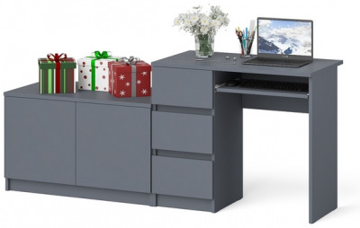 Мори компьютерный стол МС-6 левый + Тумба МА900.1, графит