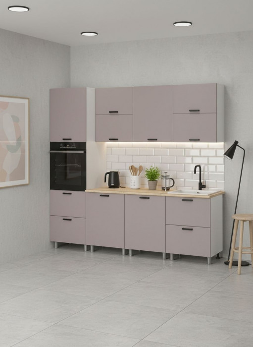 МК Аленушка 2,4м Лаванда Кашемир,скоба черный,сонома