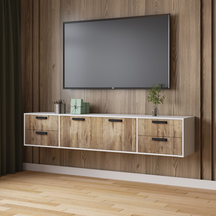 Тумба ТВ Парус-12 Белый/Дуб Канадский