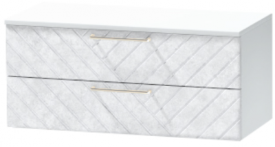 Тумба-5 прикроватная подвесная "Иннэс-7", Белый/Бетон снежный