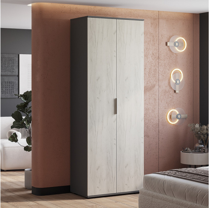 Шкаф "Плаза" ШК-04 Графит/Дуб крафт белый