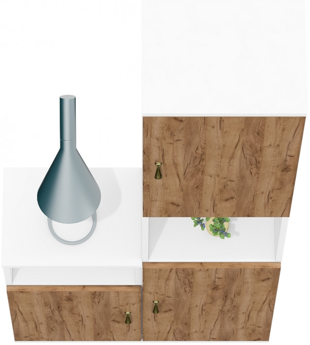 Лидер-8 Пенал + Тумба МД 3.19, цвет белый шагрень/крафт золото, ШхГхВ 80х30х190 см., универсальная сборка