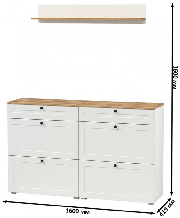 Остин Прихожая 66, белый шагрень/дуб крафт золотой