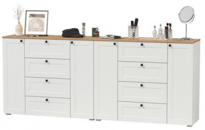 Остин 16.221 Комод + 16.221 Комод, белый шагрень/дуб крафт золотой