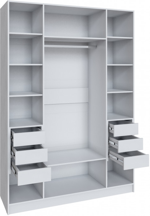 Шкаф Мадрид (1,6) с 6 ящ. внутри с зеркалом, Белый