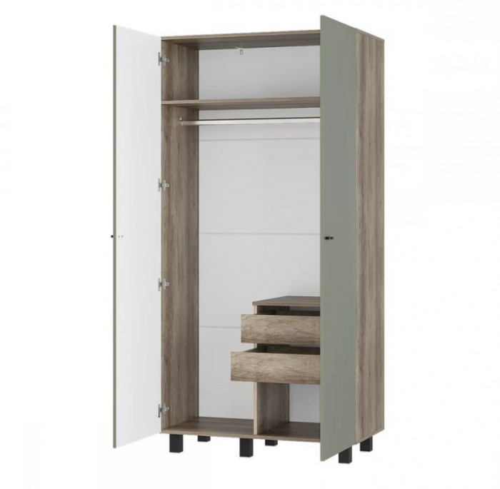 "Олива" ШК-03 Шкаф 2-х створчатый Дуб каньон/MF12 Эвкалипт софт