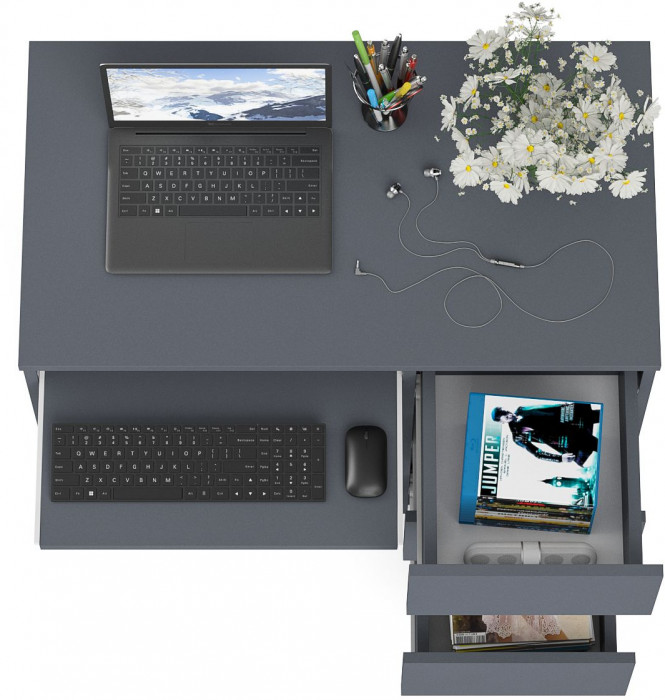 Мори Стол компьютерный МС-6 правый, цвет графит, ШхГхВ 90х50х76,6 см., выдвижные ящики справа, НЕ универсальная сборка