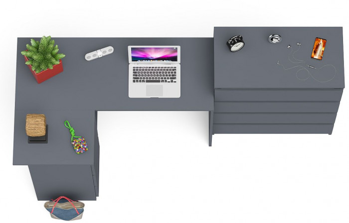 Мори компьютерный стол МС-16 левый + Комод МК800.4, графит