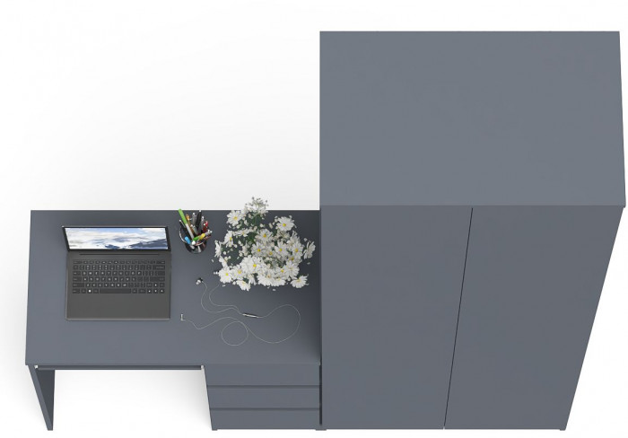 Мори компьютерный стол МС-6 правый + Шкаф МШ800.1, графит