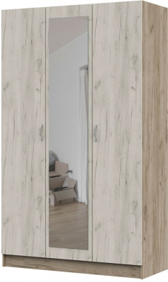 ШК 553 Бася ЛДСП шкаф 3-х ств. дуб крафт серый/дуб крафт белый