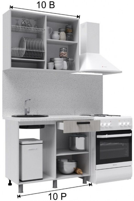 Кухонный гарнитур Луксор 1,0м Клен кремовый/Клен серый