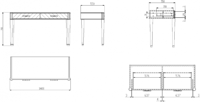 Стол туалетный "Тиволи" - Латте (лак)