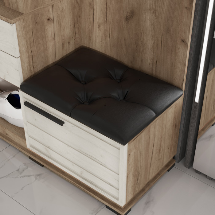 Модена Прихожая, композиция 2, Дуб белый, Венге/Дуб крафт табачный