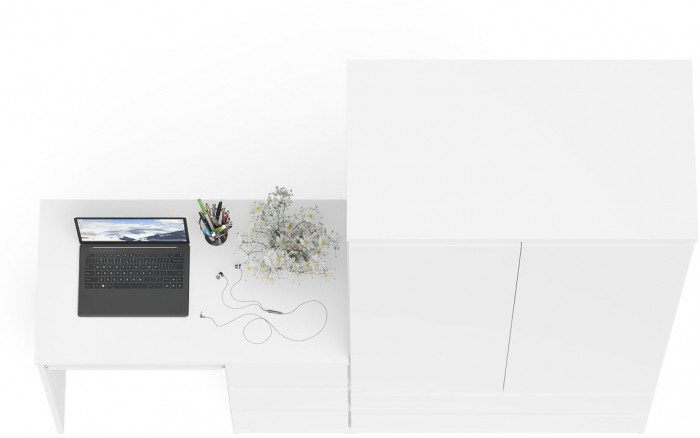 Мори Стол компьютерный МС-6 правый + Шкаф МШ900.1, цвет белый, ШхГхВ 180,4х50,4х179,6 см., выдвижные ящики справа, НЕ универсальная сборка