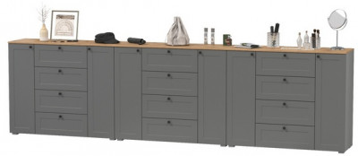 Остин 16.221 Комод + 16.221 Комод + 16.221 Комод, цвет серый графит/дуб крафт золотой, ШхГхВ 360х41,9х99,3 см.