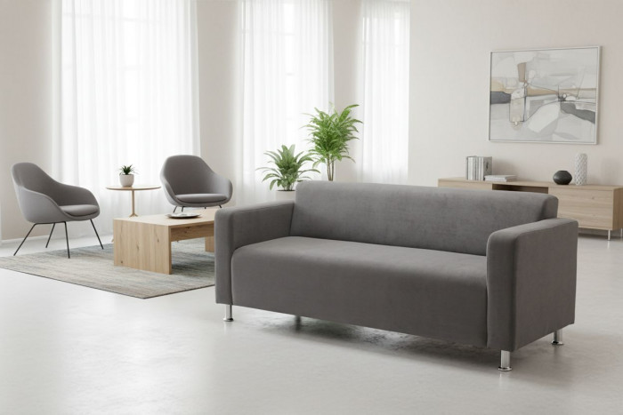 Диван прямой Томи, 180 см, велюр, серый графит