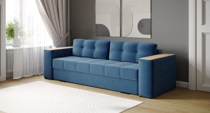 Диван раскладной Виконт, атлантида/мдф дуб канадский