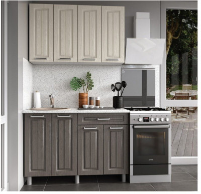 Кухонный гарнитур Луксор 1,2м Клен кремовый/Клен серый