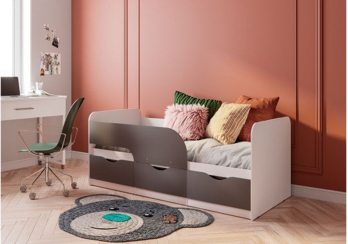 Кровать детская Стандарт КР-22 НЕВ, Белый, Серый